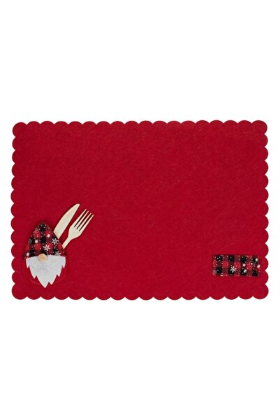 SHOPIENS Covoraș de Crăciun cu pitici, roșu, 43x30cm, fetru