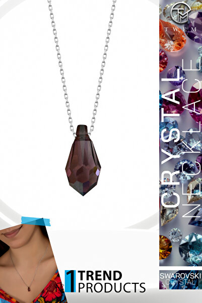 Twem Silver قلادة من حجر الزركونيا والكريستال من سواروفسكي والأميثيست |   الب...