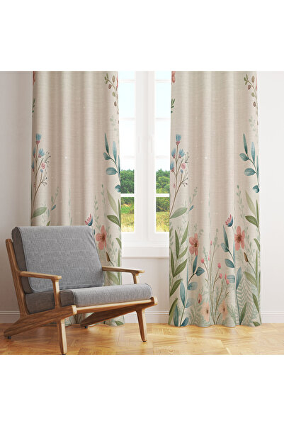 LadiesHome Svetlo bež divlji cvet botanički 140x260 Jedno krilo Zavesa za dra...