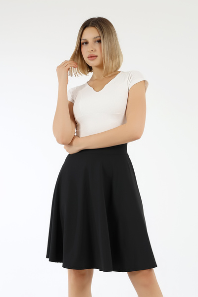 COUPEST Women's Black Flared Diver Skirt