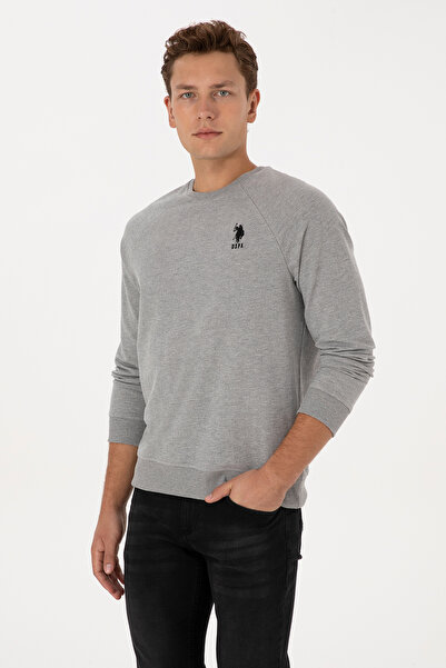 U.S. Polo Assn. Erkek Gri Melanj Basic Sweatshirt 50308103-VR086