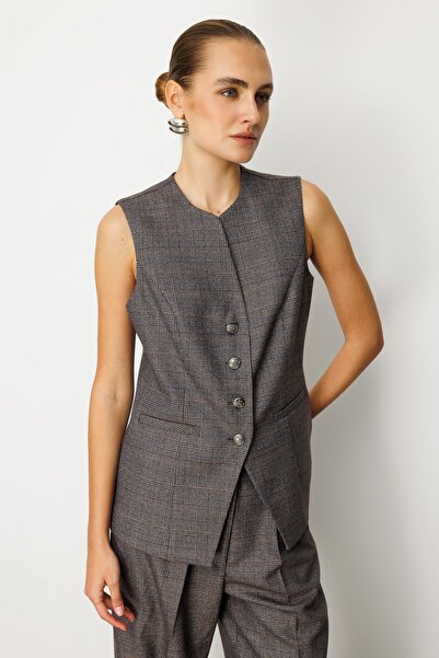 Ekol Γυναικείο γιλέκο με καρό τσέπες 5165