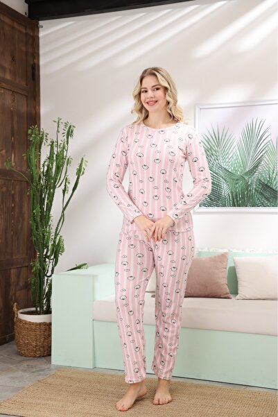 LİLA İÇ GİYİM cu imprimeu Set de pijamale cu mâneci lungi Interlock Strawberry