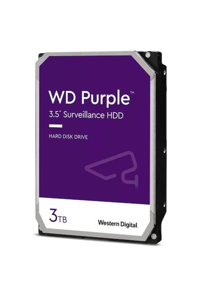 WD Purple 3TB HDD - Surveillance, 5400 RPM, 64MB Cache, SATA III, 3.5 inch