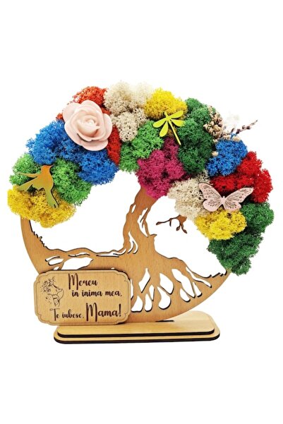 OEM Arborele Vieții – Mușchi Stabilizat pe Lemn, Bej, 20 cm — „Mereu în inima...