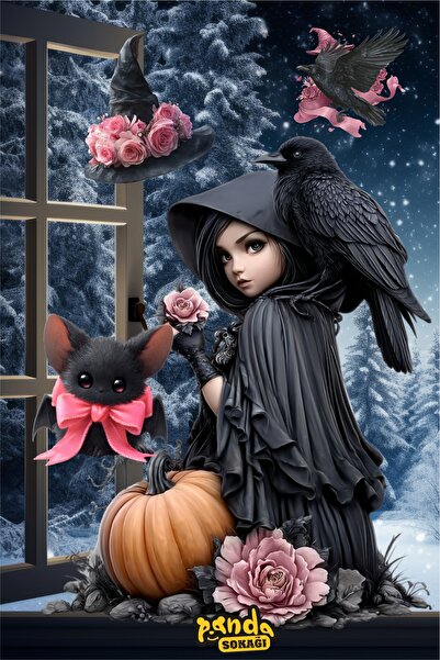 PANDA SOKAĞI Halloween Glass Wall Sticker Set, Halloween Party Sticker, Hallo...