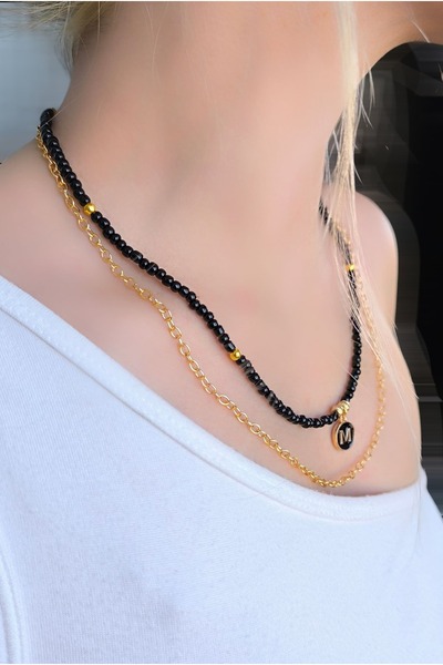 MYSTERY TAKI AKSESUAR Choose the Letter Chain Necklace Black