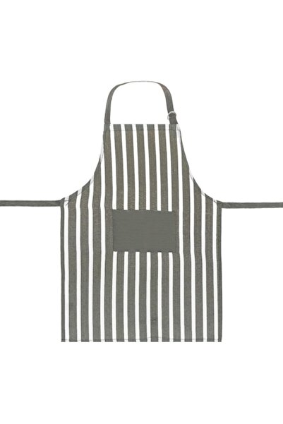 SHOPIENS Kitchen Apron, Gray Striped, Pocket, 55x75 cm, Cotton/Polyester