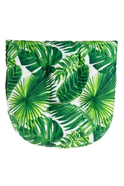 MYONNA IT & E- COMMERCE Horseshoe Floor Pillow Tropical Leaves, White/Green, 45x50cm, MYONNA