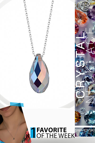 Twem Silver قلادة متدلية لامعة من حجر الزركونيا الكريستالي من سواروفسكي |   ش...