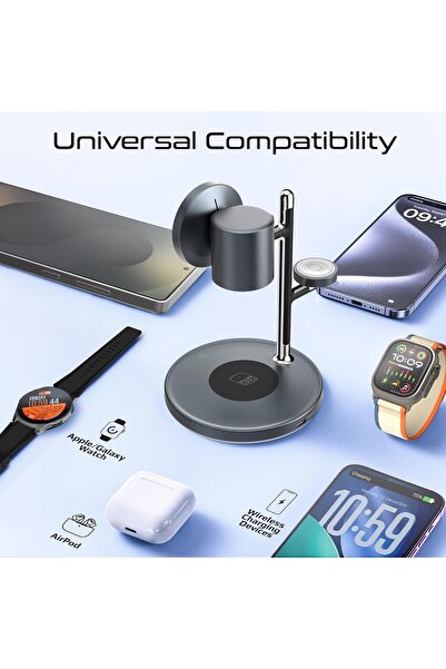 Promate Synergy-3 4-in-1 Qi2 MagSafe Charging Station (15W Phone, Night Lamp)