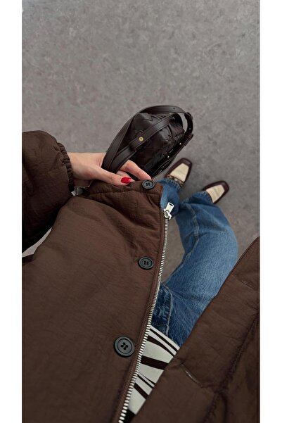 HAZELANNA Brown Oversize Puffer Jacket