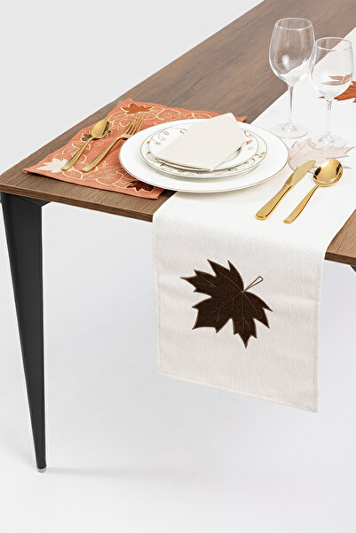 Go Veform Velvet Embroidered Thick Linen Runner and 6-Piece American Dinner Set | Luxury Tableware Set