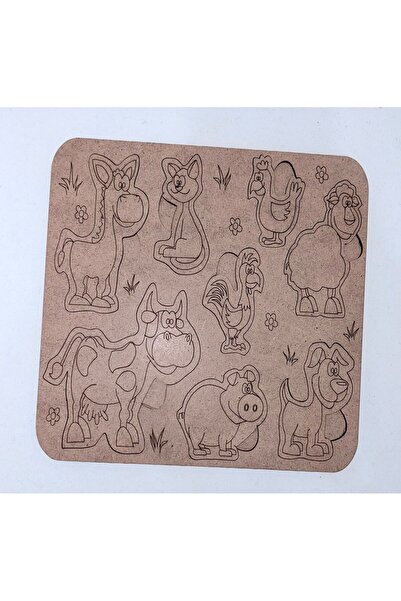 ADS TOYS ألغاز تعليمية للحيوانات الخشبية ولوحة تلوين