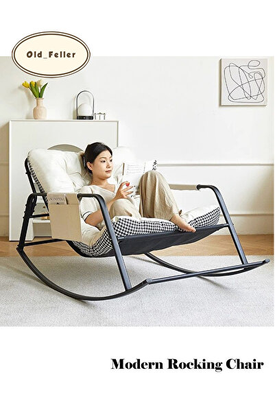 Old_Feller كرسي استرخاء هزاز مزدوج مع مساحة تخزين ووسادة - كرسي استرخاء داخلي...
