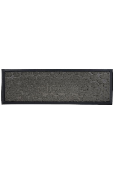 SHOPIENS Step doormat, Black, "Welcome", 75x25 cm, Rubber & Carpet - MYONNA