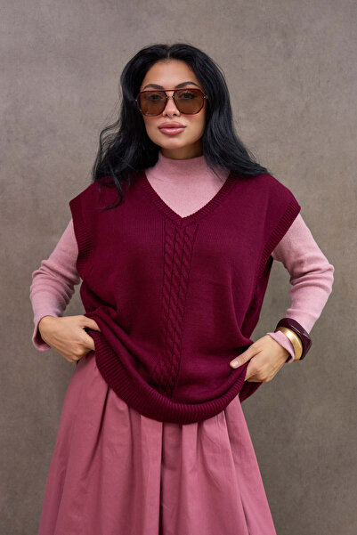 KÜÇÜĞÜM BUTİK Burgundy Oversized Sweater