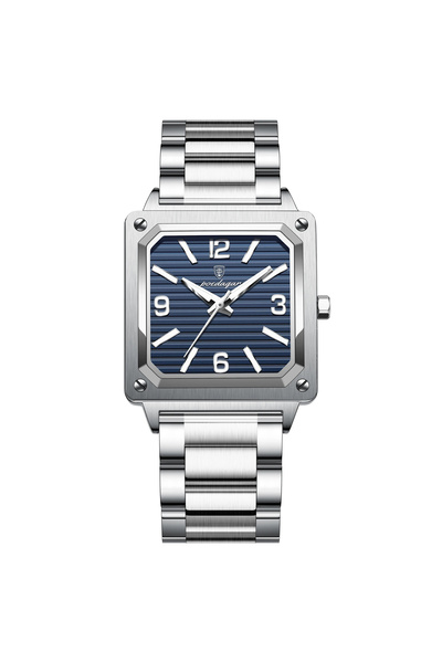 POEDAGAR Ανδρικό Ρολόι Χειρός Casual Fashion Luminous Hands Ατσάλινο Ασημί Μπλε