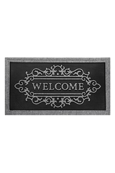 SHOPIENS Covoraș de ușă „Welcome” gri/negru 90x50cm, cauciuc/covor 5mm - MYONNA