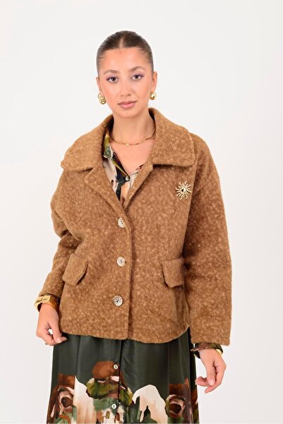 Park Moda Sn881 Sunny Button-Detail Felt Jacket