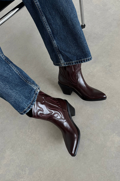 wolk shoes badley Kadın Kırışık Deri Topuklu Bot