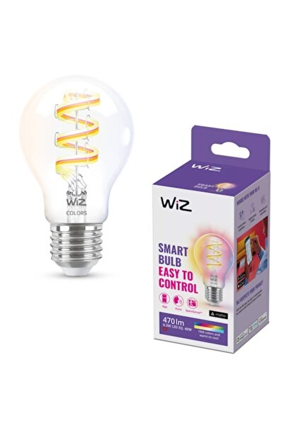 WiZ Connected WiZ A60 Smart RGB LED Bulb, Wi‑Fi/Bluetooth, E27, 6.3W, 470 lm, 2200–6500K, transparent