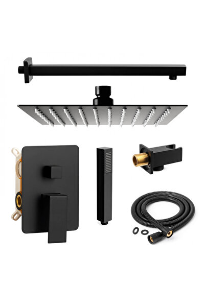MSW Black Built-in Shower Set with 20 cm Showerhead