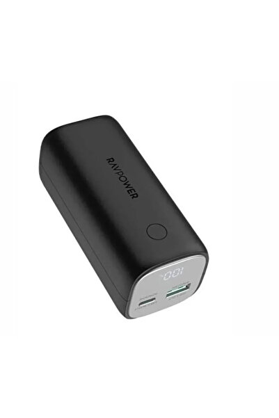 RavPower بطارية راف باور بسعة 10000 ملي امبير بقوة 30 واط بمنفذين تايب سي بي دي ومنفذ يو اس بي - اسود