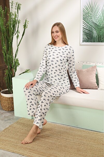 LİLA İÇ GİYİM cu imprimeu Set de pijamale cu mânecă lungă Interlock Butterfly