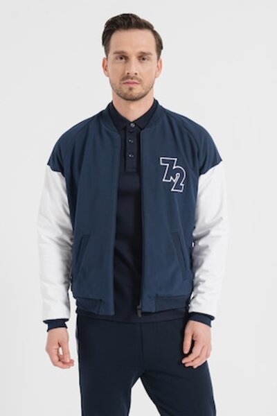 Pegas jachetă bomber cu mâneci raglan, alb/bleumarin, XL