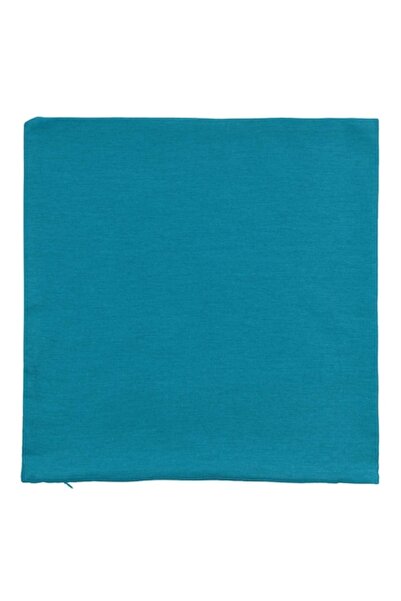 SHOPIENS Decorative Pillow Cover, Petrol, 50x50 cm, Polyester & Linen, Zipper, Double-sided