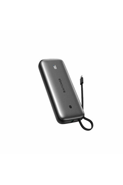 RavPower بطارية راف باور بقوة 35 واط بسعة 20000 ملي امبير مع سلك مدمج تايب سي ومنفذ تايب سي ومنفذ يو اس بي