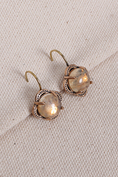 Süspüs Accessories Rutil Quartz Stone Flower Model Authentic Earrings