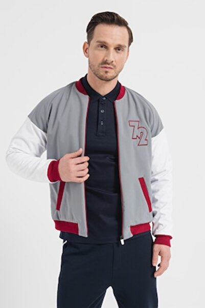 Pegas Μπουφάν bomber με μανίκια raglan, Σκούρο Κόκκινο/Λευκό Optic/Σκούρο Γκρι, M