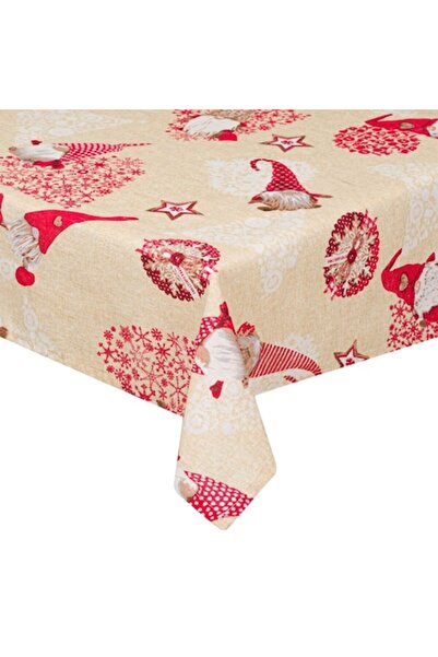 MYONNA IT & E- COMMERCE Christmas Tablecloth Gnome Pattern Ecru 180x140 cm