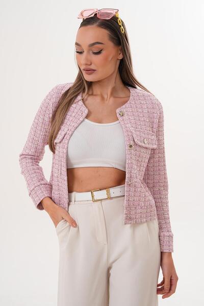 ŞİMAL Дамско сако с кръгла яка, копчета и пайети 255346 -