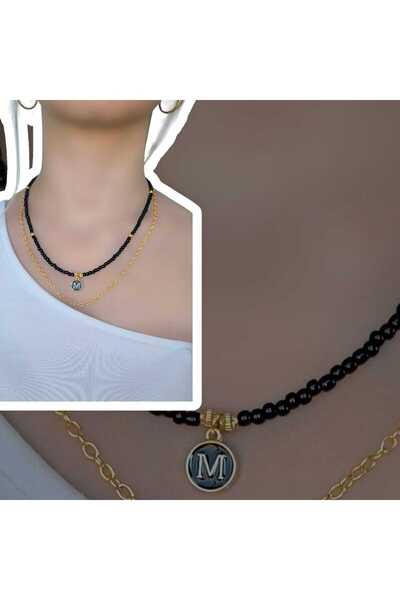 MYSTERY TAKI AKSESUAR Choose the Letter Chain Necklace Black