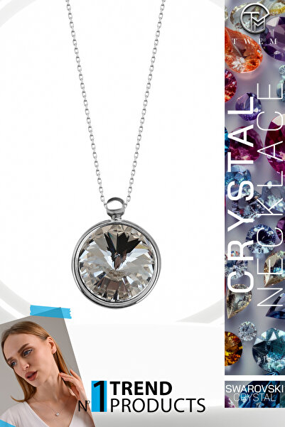 Twem Silver قلادة بإطار من حجر الزركونيا الكريستالي من سواروفسكي |   مظهر أني...