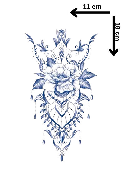 Barly 30 Gün / 1 Ay Kalıcı Çiçek Figürlü 12 Saat Sonra Kararan Geçici Dövme Tattoo
