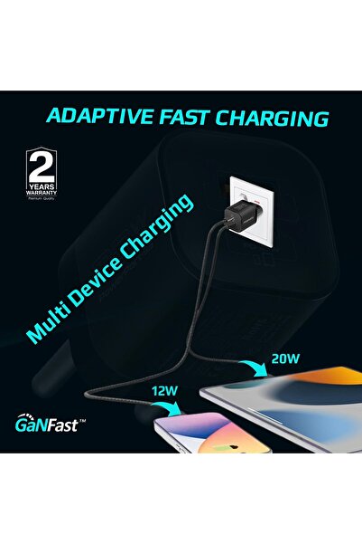 Promate GaN USB-C Charger, Ultra-Compact 33W USB-C Power Delivery Wall Charger