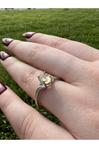 Taşmeran Sitrin Oval Kristal Kesim Doğal Taş Yüzük Tky0347