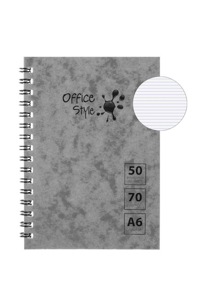 SHOPIENS Office Style A6 Gray Notebook, 50 Sheets, 70 g/m², Soft Cover, Spiral