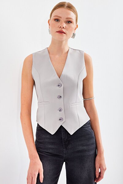 Hiccup Bdart Buttoned V-Neck Fleto Pocket Vest
