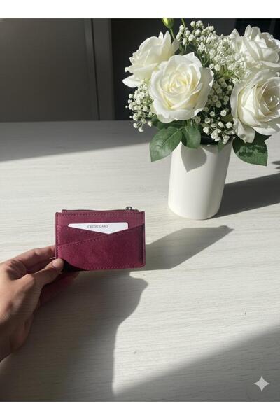 mlio Women's Multi-Compartment Burgundy Zippered Card Holder Wallet
