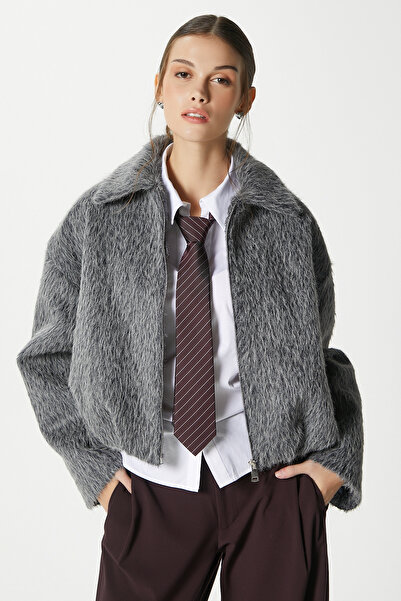 Ritnice Women's Oscar Faux Fur Anthracite Bomber Jacket