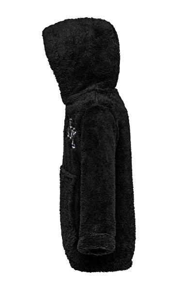 EtkiModa Jachetă de pluș cu glugă neagră pentru băiat