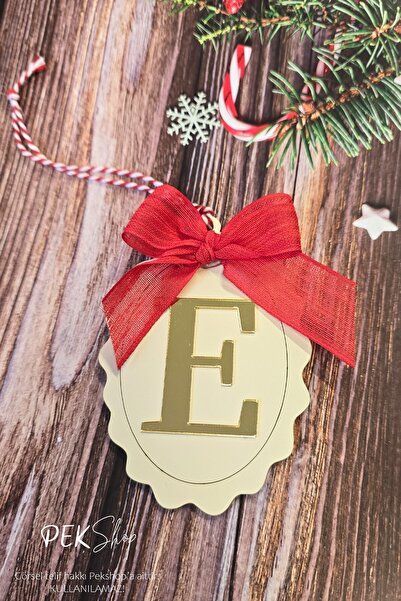 PEKSHOP Στολίδι Χριστουγεννιάτικου Δέντρου με Αρχικά Γράμματα και Φιόγκο - Χρ...