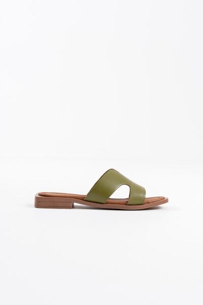 TRENDELLA Fergei khaki green genuine leather slippers