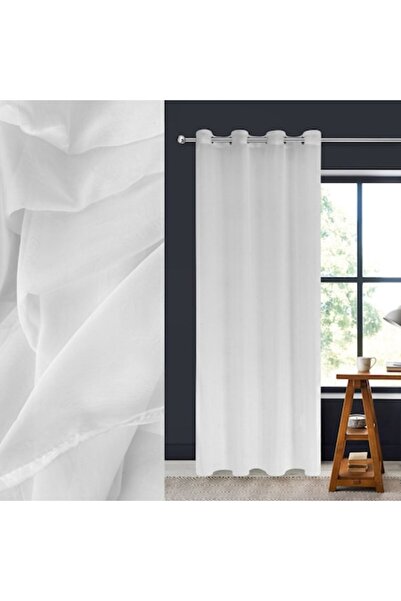 SHOPIENS Decorative Voile Curtain with Metal Rings, Ecru, 140x250 cm