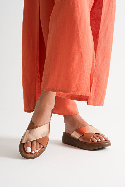 TRENDELLA Fayn Daily Tan Genuine Leather Slippers